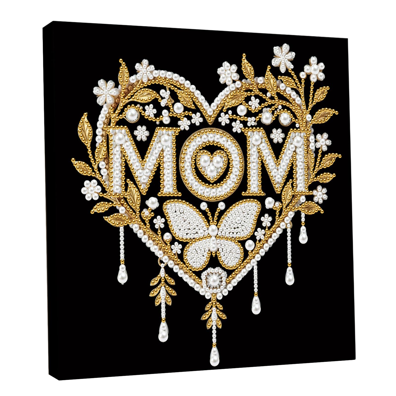 DIY Pearl Painting Kit with Wooden Frame, 3D Plastic Pearl Gemstone Ocean Art Craft for Adults Beginners, Diamond Dot Painting, Home Wall Decor Ready Gift for Women(Mom)(25 * 25cm)