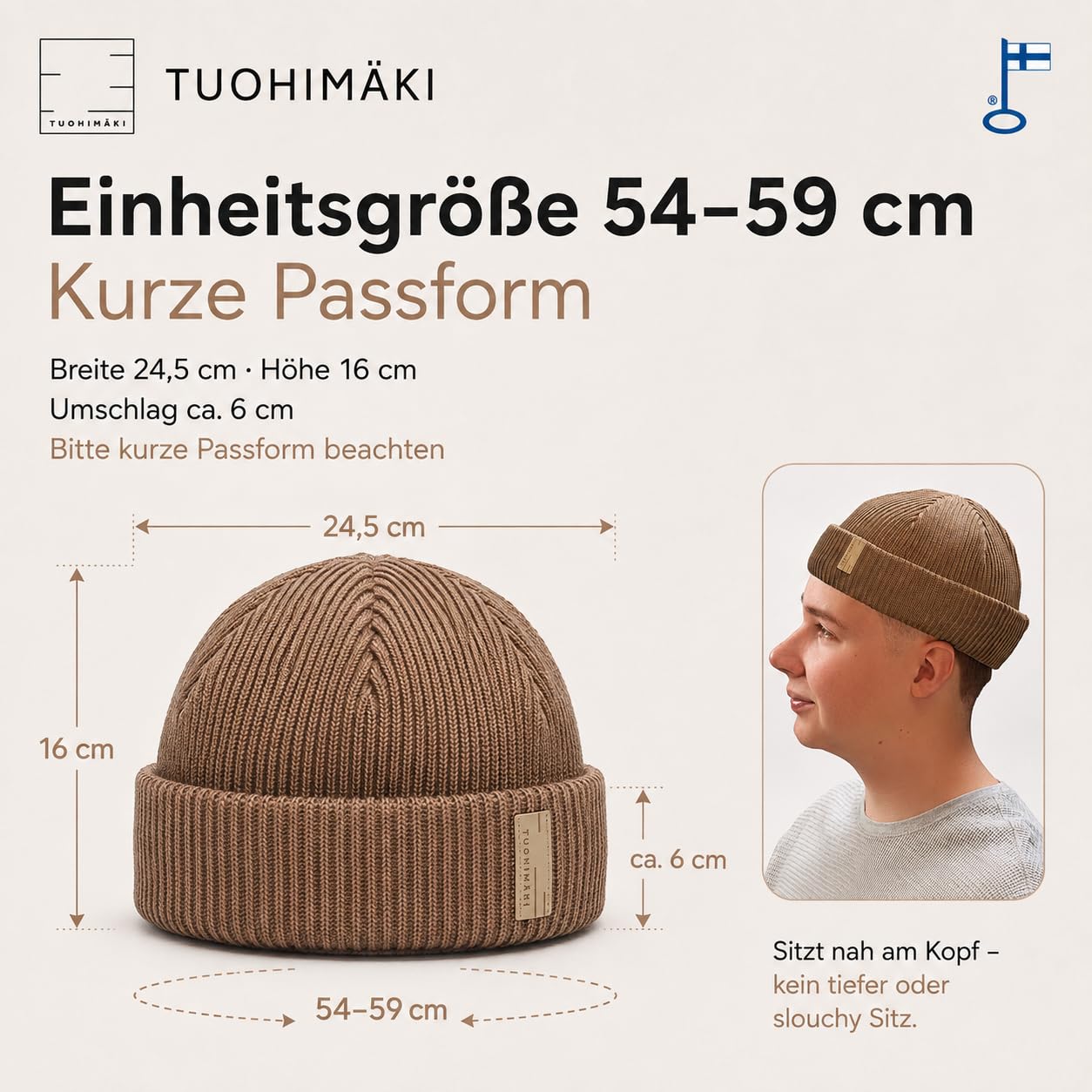TYYRPUURI Gorro de merino para hombre y mujer, moca, Talla única