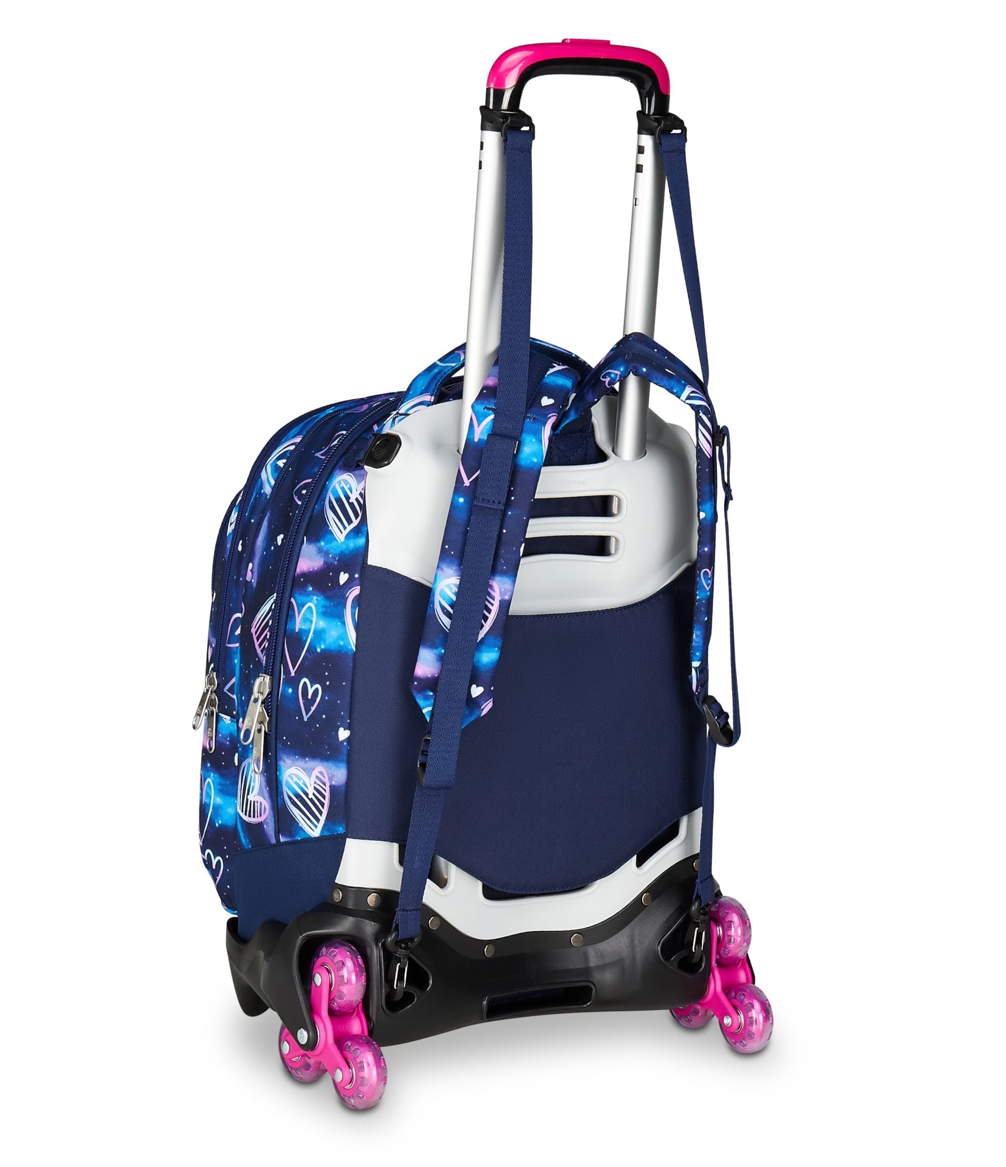 Seven Trolley Scuola Jack 3 Ruote Detach, Viola Fucsia, Zaino Con Carrello Sganciabile 37 L, Tasca Borraccia, Zainetto Staccabile, Zaino Grande, Per Elementare e Media, Trolley Bambina