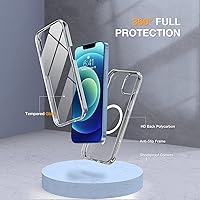 Vista 6 de Miracase - Funda magnética para iPhone 12/12 Pro de 6.1 pulgadas (compatible con MagSafe), transparente, para todo el cuerpo, protector de pantalla
