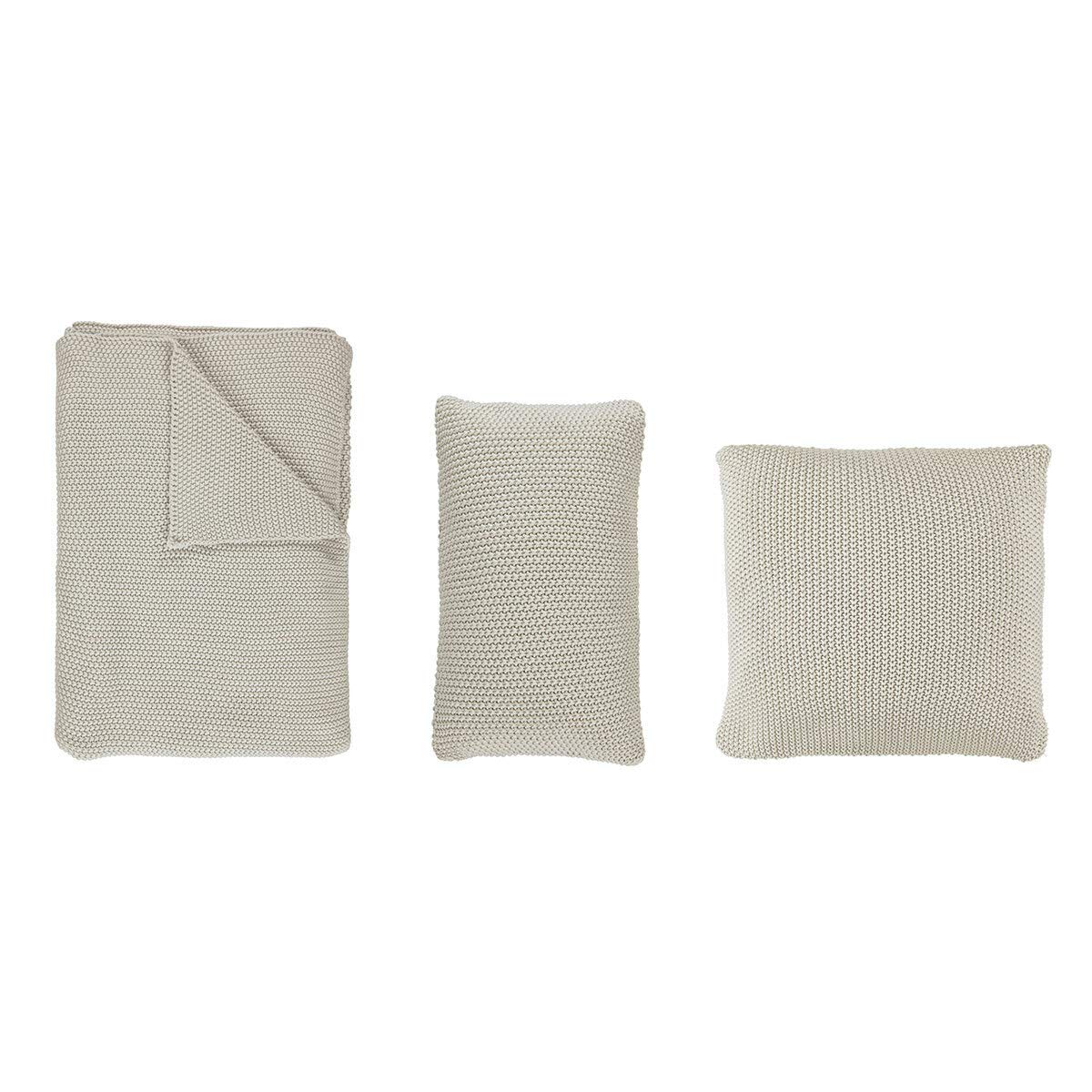 Marc O Polo Strick Dekokissen Plaid Nordic Knit Oatmeal Dekokissen 30x60 cm