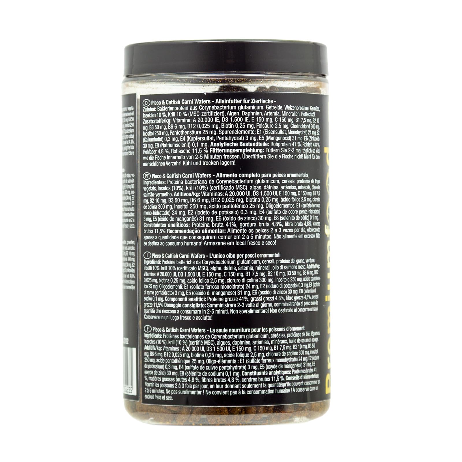 Discusfood Pleco & Catfish Carni Wafers, 500 g, forro para bagres, pastillas para bagres, carnívoros, para todos los bagres y peces ornamentales con alta necesidad de proteínas