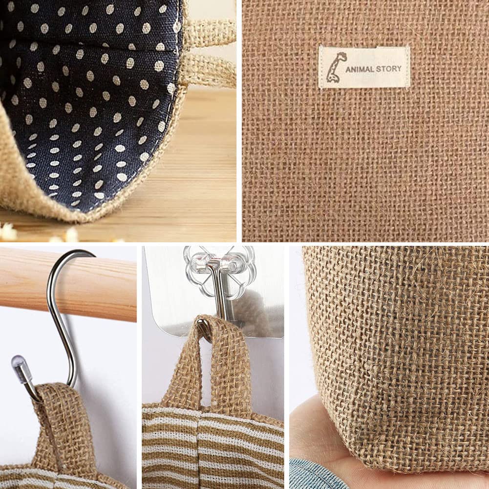 Set 3 Cestini Portaoggetti In Cotone E Lino | Appendibili E Pieghevoli | Per Bagno, Trucco, Chiavi - Foto 4