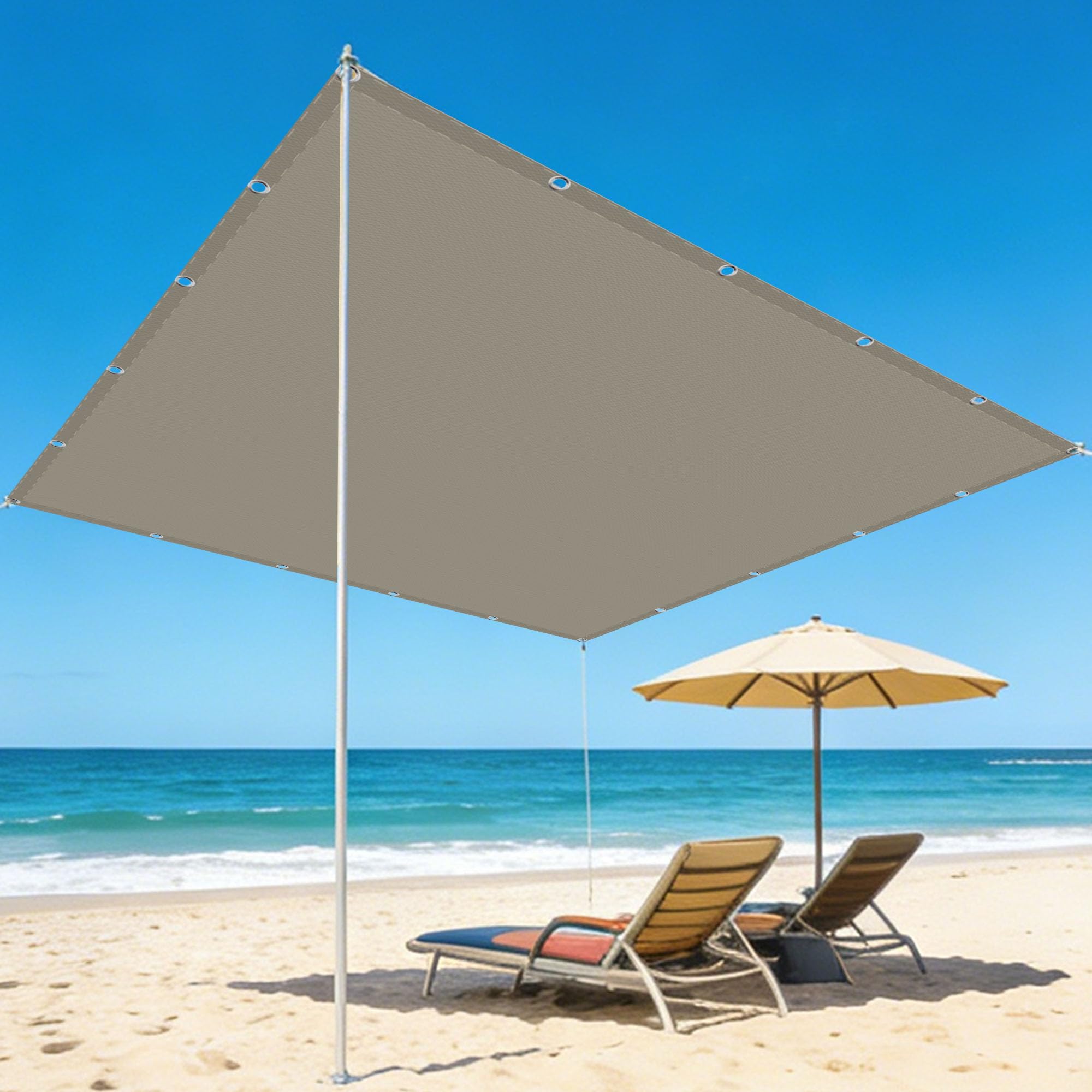 Voile d'ombrage 1.5 x 2 m imperméable rectangulaire anti vent pour balcon et jardin