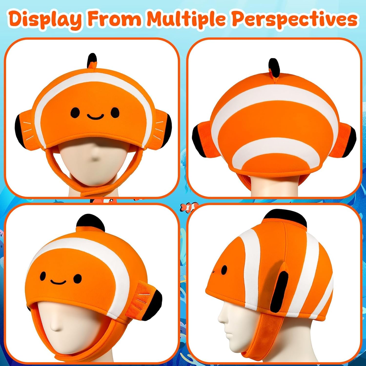 Orange Clown Fish Hat Clownfish Costume Fish Dress Up Ocean Costume Funny Hat Crazy Hats - Image 3