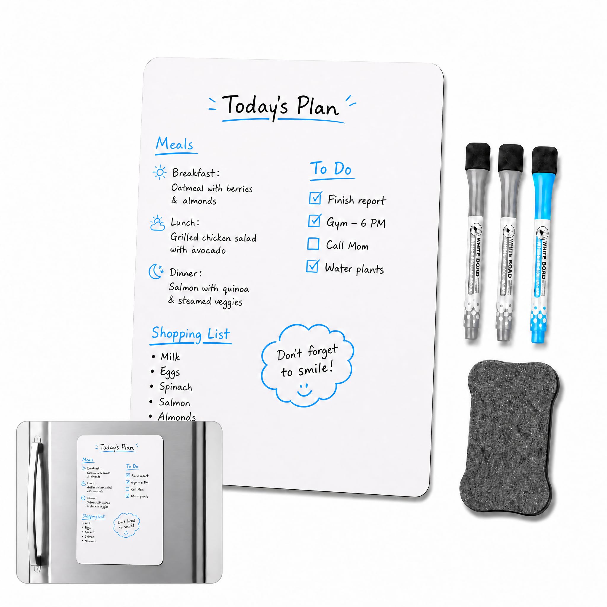 Magnetic Whiteboard Paper,21 x 29.7 cm,White Board Sheet with 3 Markers & 1 Eraser,Re-writable,Ideal for School,Home & Office