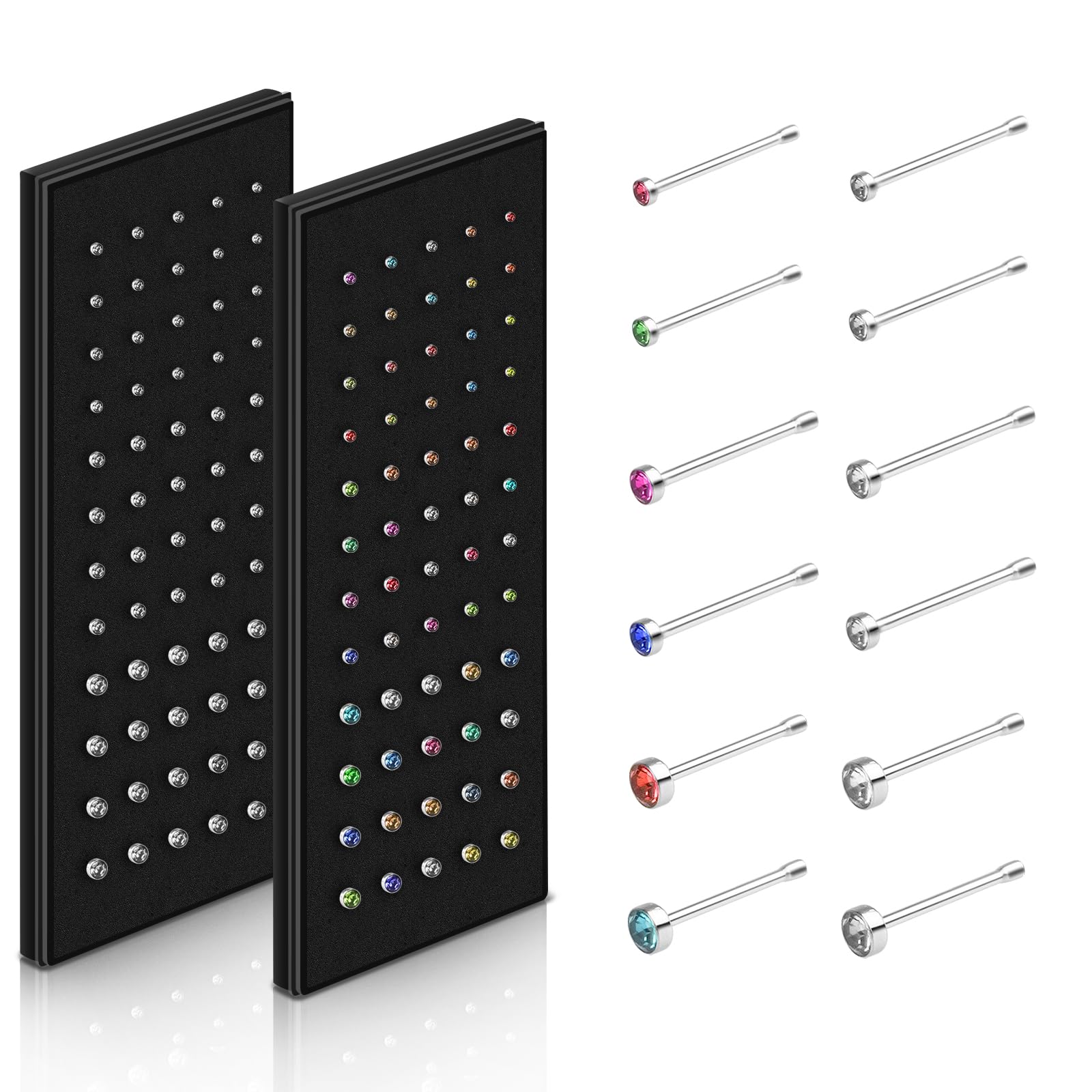 Aucuu Piercing Nariz Acero Quirurgico, Hipoalergénicos Piercing Nariz CZ Piercing Joyería, Tornillo/Recto/Forma de L Nariz Studs (1.5mm 2mm 2.5mm) — view 11