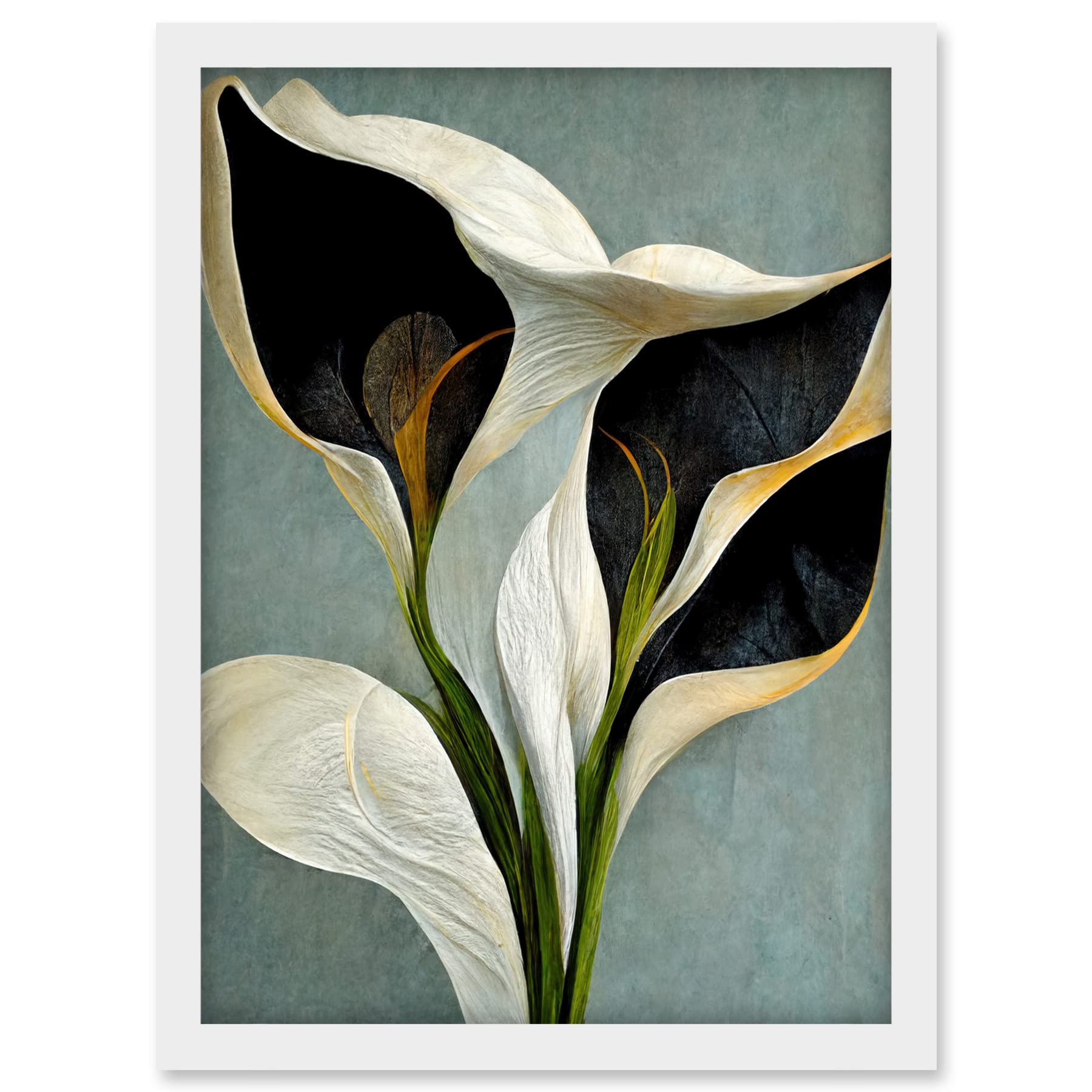 Doppelganger33 LTD White Calla Lily Flower Pistil Bouquet Elegant Artwork Framed A3 Wall Art Print