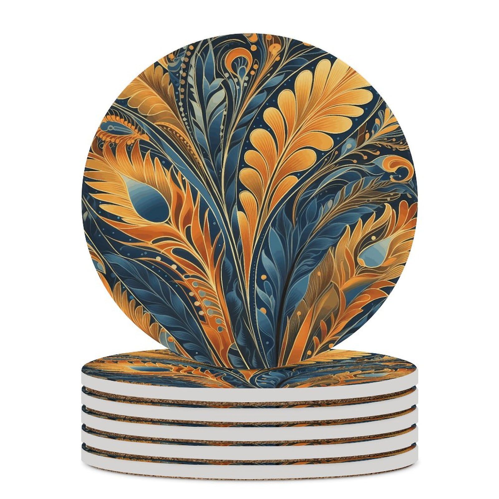 Dessous de verre céramique feuille lot de 6 protège table chaleur eau