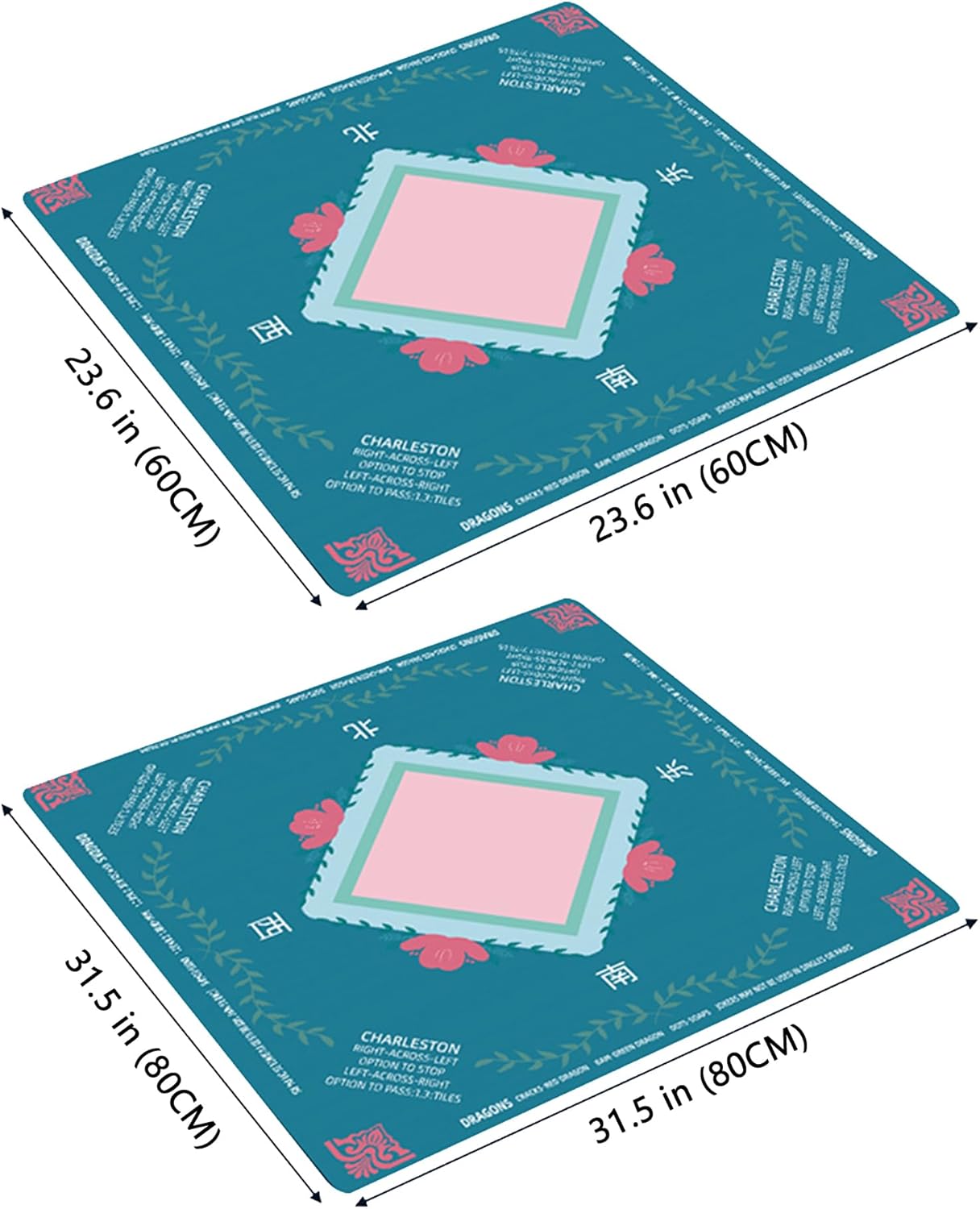 Mahjong Mat with Rules 23.6 Inch Anti-Slip Waterproof Foldable Game Table Cloth for Mahjong Nights Poker Dominoes and Card Games (A 31.5 inch)