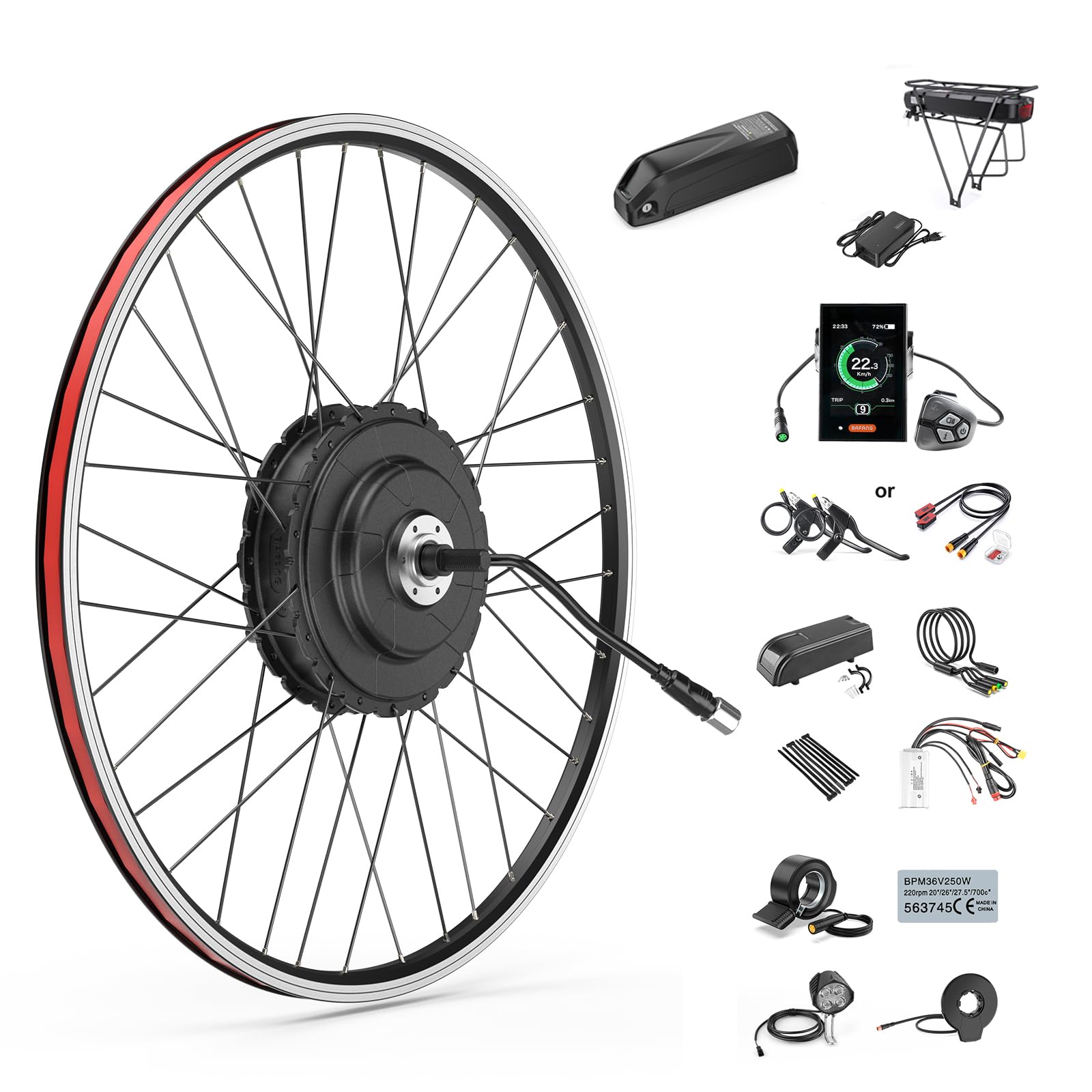 BAFANG Ebike Conversion Kit 48V 500W/750W Rear Hub Motor -G0900 Electric Bike Kit with LCD Display &Battery for 20"/26"/27.5"/700C Mountain/City/Road
