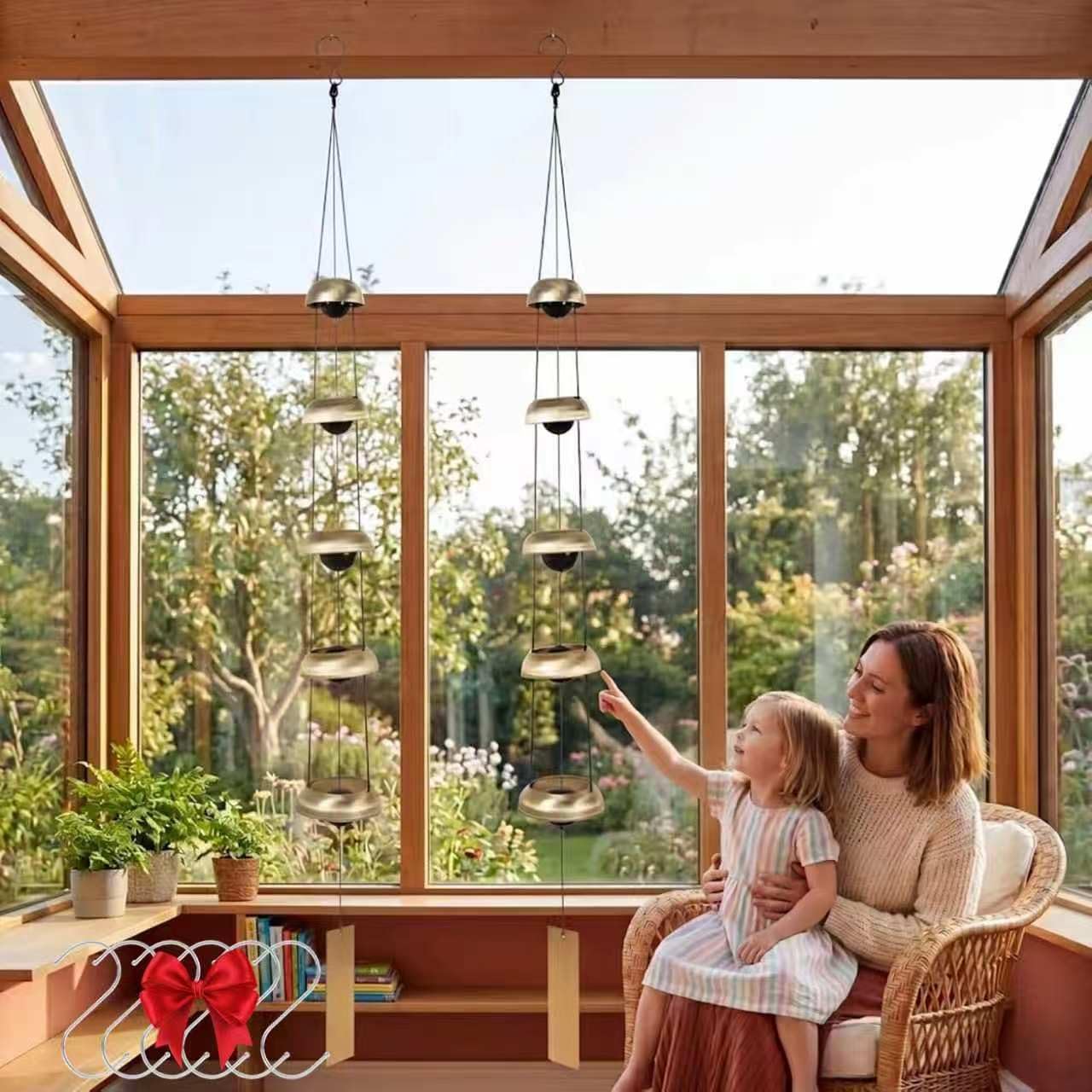 Quintet Brass Wind Chimes 35-Inch, Deep Tone Outdoor Wind Chimes, 5 Bell Feng Shui Windchime for Patio Yard Garden, Large Metal WindChimes Memorial Gift (Brass Color *2)