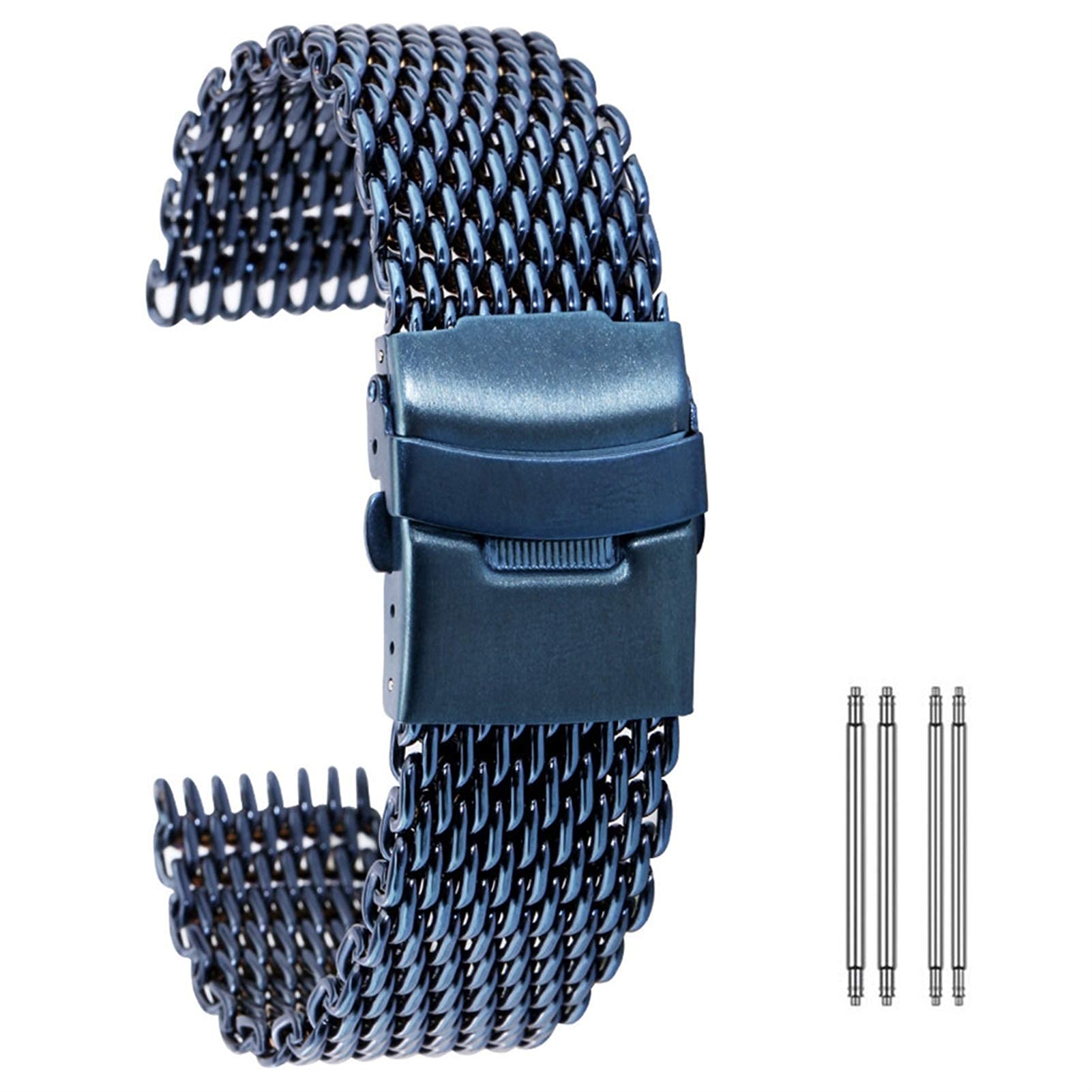 Bracelet de montre étanche en maille acier inoxydable avec boucle pliante