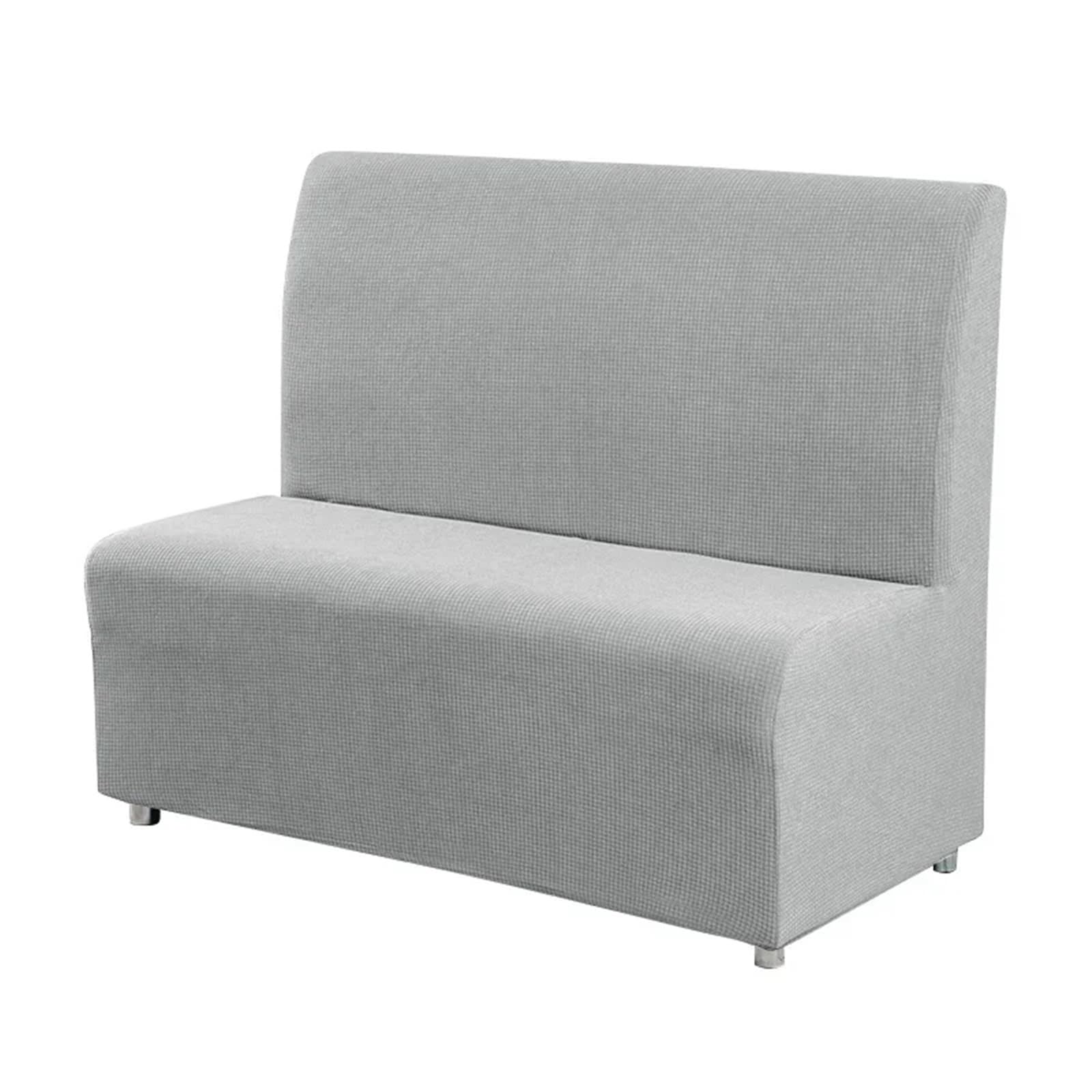 DHYUACN Armless Sofa Slipcover Solid Color Jacquard Sofa Cover Stretch Armless Seat Couch Slipcovers for Bar Cafe Hotel Decor(Light gray)