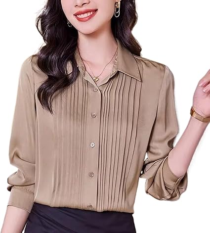 Spring Summer Women's Shirt Elegant Shirts Blouses for Women Long Sleeve  Tops Office Lady Solid Blouse, Apricot, Small : Amazon.ca: Clothing, Shoes  \u0026 Accessories
