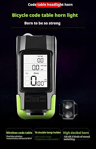 Miniatura 5 de Luz de bicicleta multifuncional 3 en 1 de 800 lúmenes, velocímetro nocturno, bocina, luces, velocímetro de luz de bicicleta, juego de faros y luces