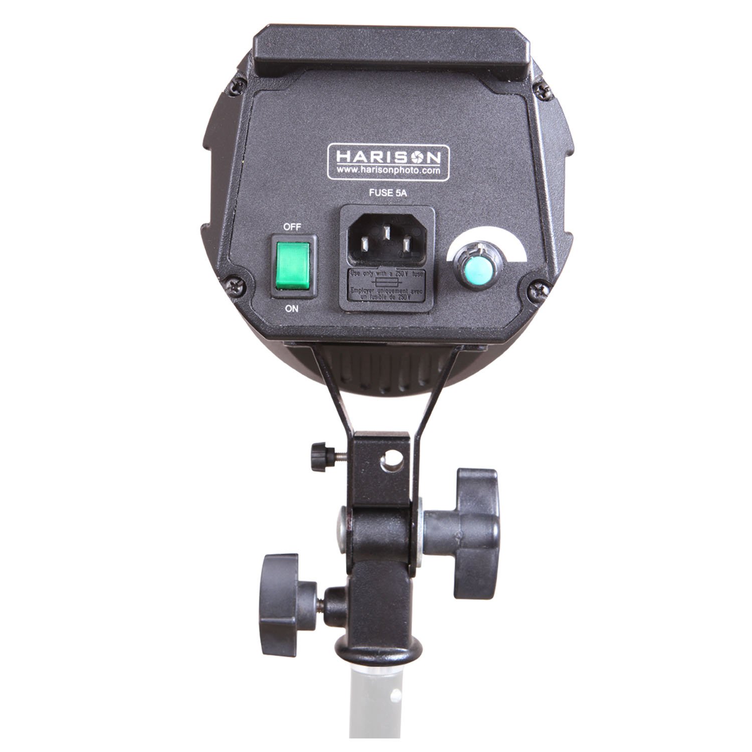 Rear view of HARISON QL-1000 showing power switch, power input, and dimmer knob