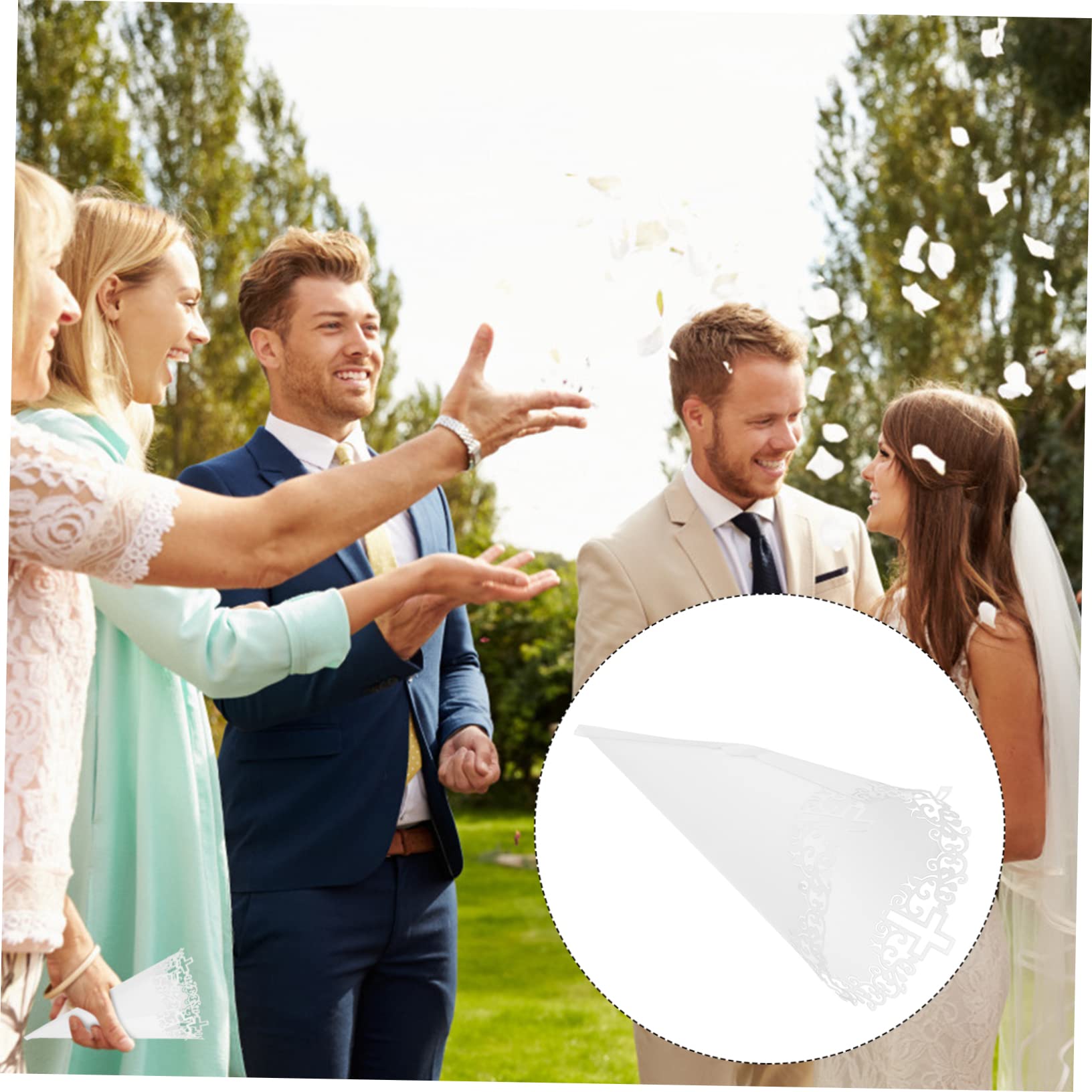 SHINEOFI 100piezas Conos Para Confeti De Boda Diseño De Encaje Hueco Sostenedores De Flores y Pétalos Decoración Para Ceremonias y Fiestas