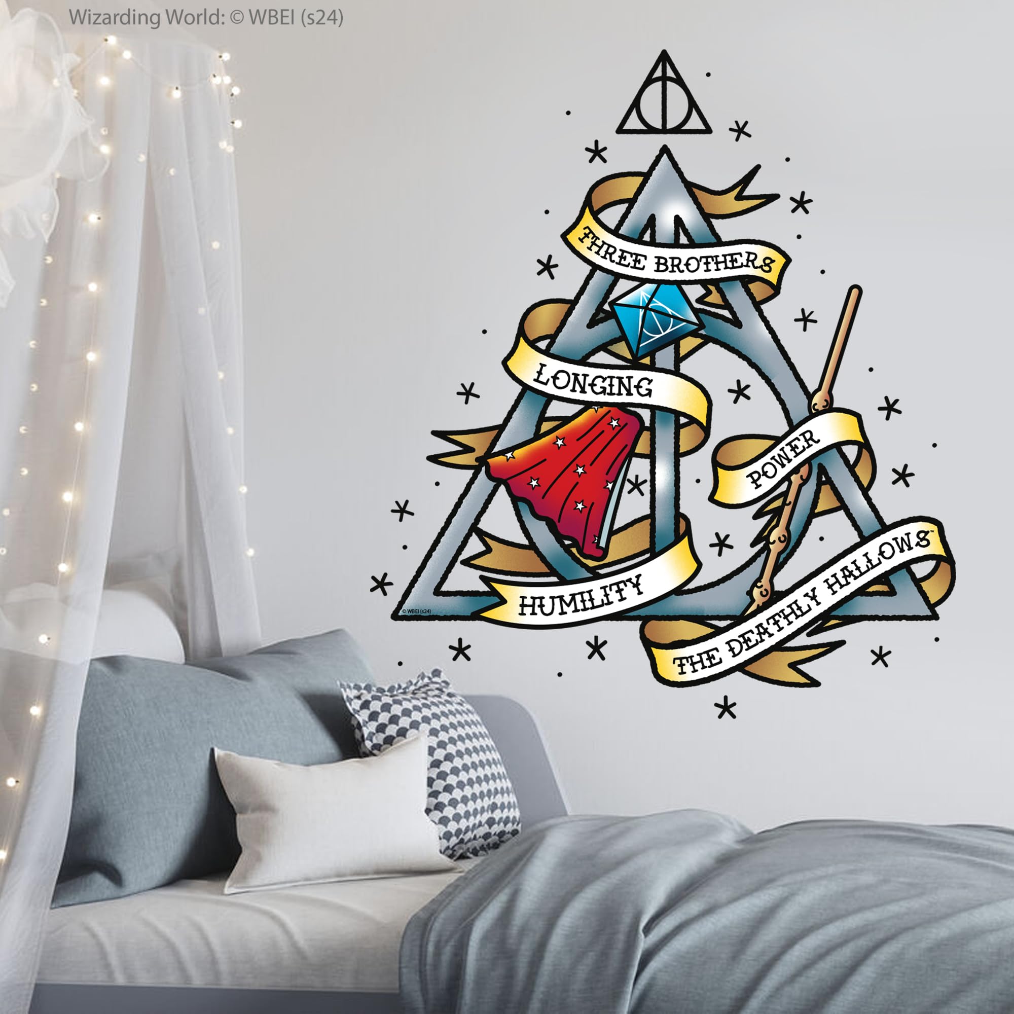 Harry Potter Wall Sticker – Deathly Hallows Ribbons Wall Decal Wizarding World Art (60cm (W) x 50cm (H))