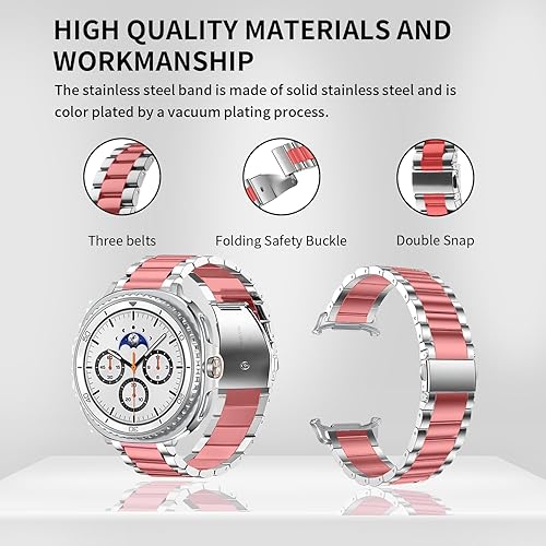 Vista 68 de GOLDTOLUCK Stainless Steel Band Compatible with Samsung Galaxy Watch 8 7 6 5 4 Classic FE Pro 40mm 44mm 46mm 43mm 47mm 45mm 42mm 20mm Men Women Negro