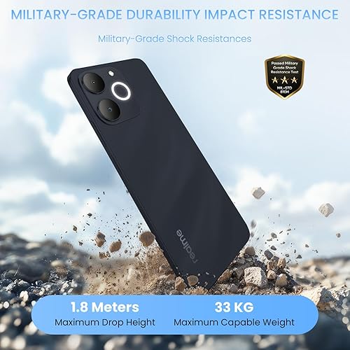 Miniatura 8 de realme Note 70T 4G Smartphone 4+128GB, pantalla de 6.75 pulgadas, negro, pantalla de 90 Hz, batería de 6000 mAh, cámara de 32 MP, potente procesador