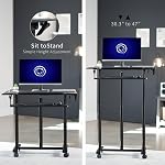 VIVO Mobile Height Adjustable Table, Stand Up Desk Cart with Sliding Keyboard Tray, Computer Workstation, Rolling Presentation Cart, Black, CART-V06A | Height Adjustable, Stand Up Desk, Sliding Keyboard Tray, Computer Workstation, Rolling Presentatio