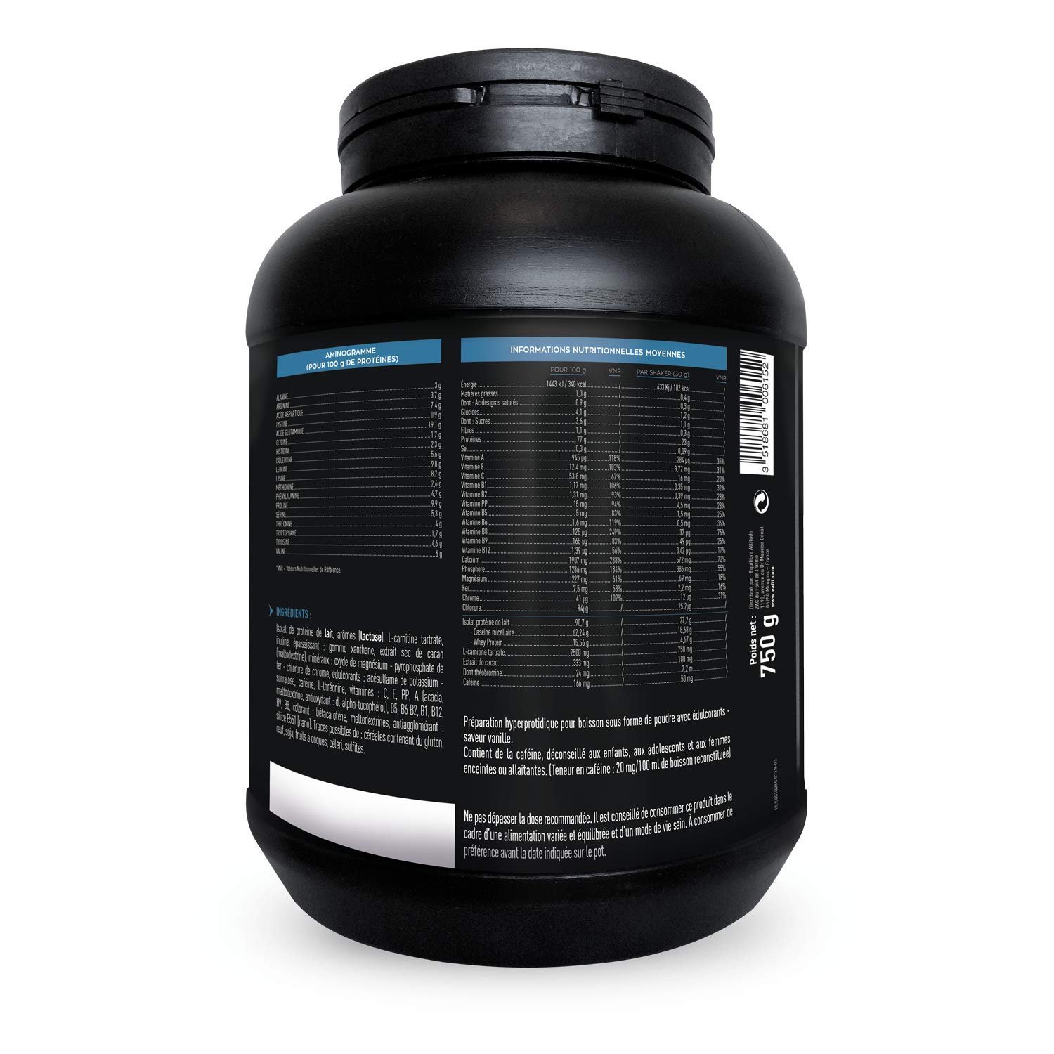 EAFIT Ripped Max Caseina vaniglia - 750 g - Ricca di Proteine -Basso contenuto di zuccheri e lipidi - Crescita Muscolare - Caseina Micellare al 100% - Lenta Assimilazione - Anticatabolico - 5g di BCAA