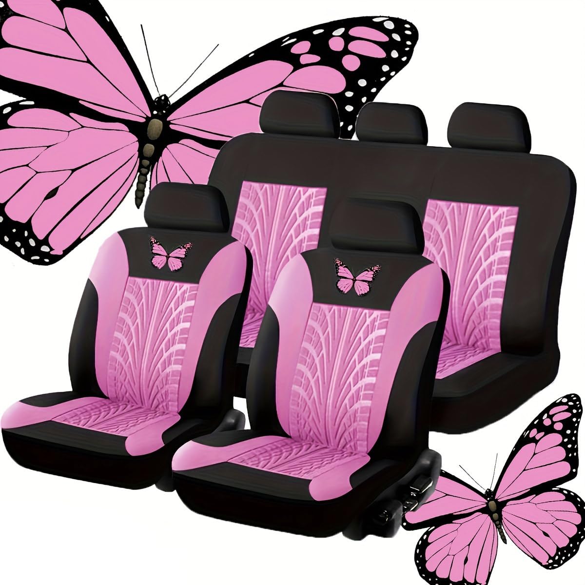 9pcs Housses de siège de Voiture,Convient pour Nissan Kicks,Protecteur de siège,2-Pink