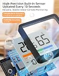 NOKLEAD Thermomètre intérieur d'hygromètre numérique : moniteur de température et d'humidité avec capteur précis, petit compteur d'humidité avec date pour la maison Garage Salle de bébé à serre (1, Noir, 7*7*1,4cm)
