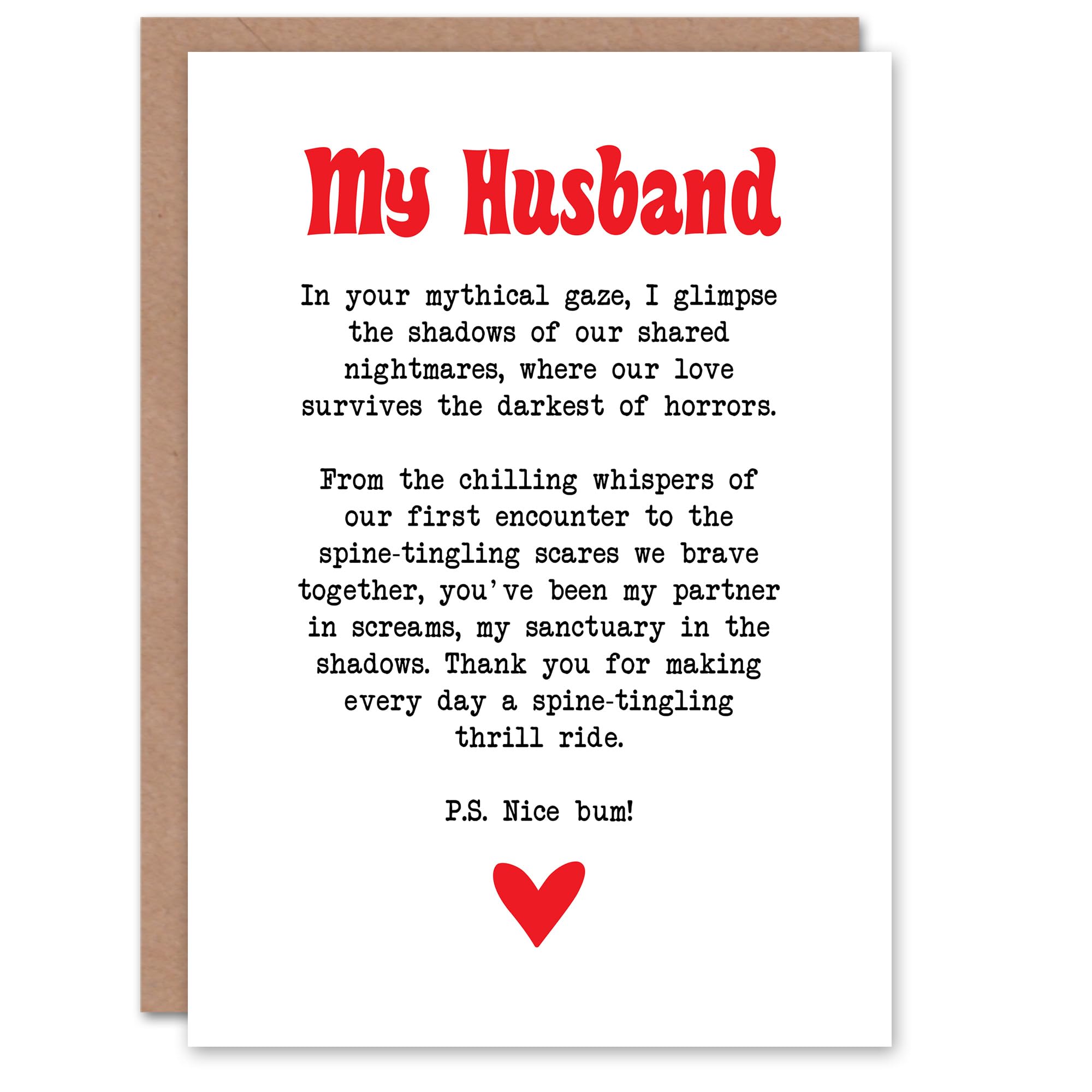 Artery8 Greeting Card Love Poem Horror Fan Husband Romantic Poetry Fun For Him Man Anniversary Card