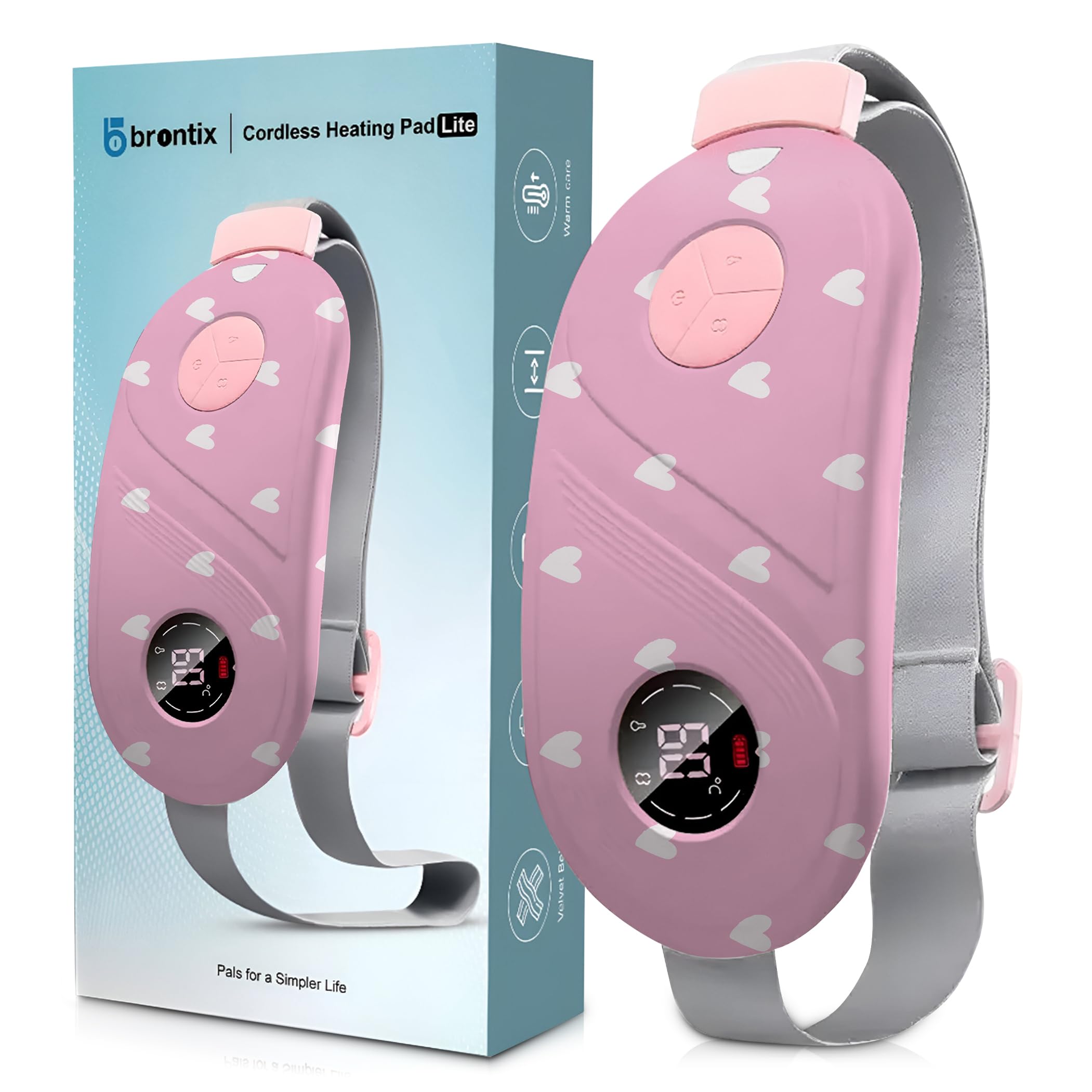 BRONTIX Period Cramp Relief Massager for Women | Portable Cordless Menstrual Pain Relief Heating Pad with 6 Heat & Massage Modes | Electric Periods Cramp Massager | Perfect Gifts for Woman-image-17