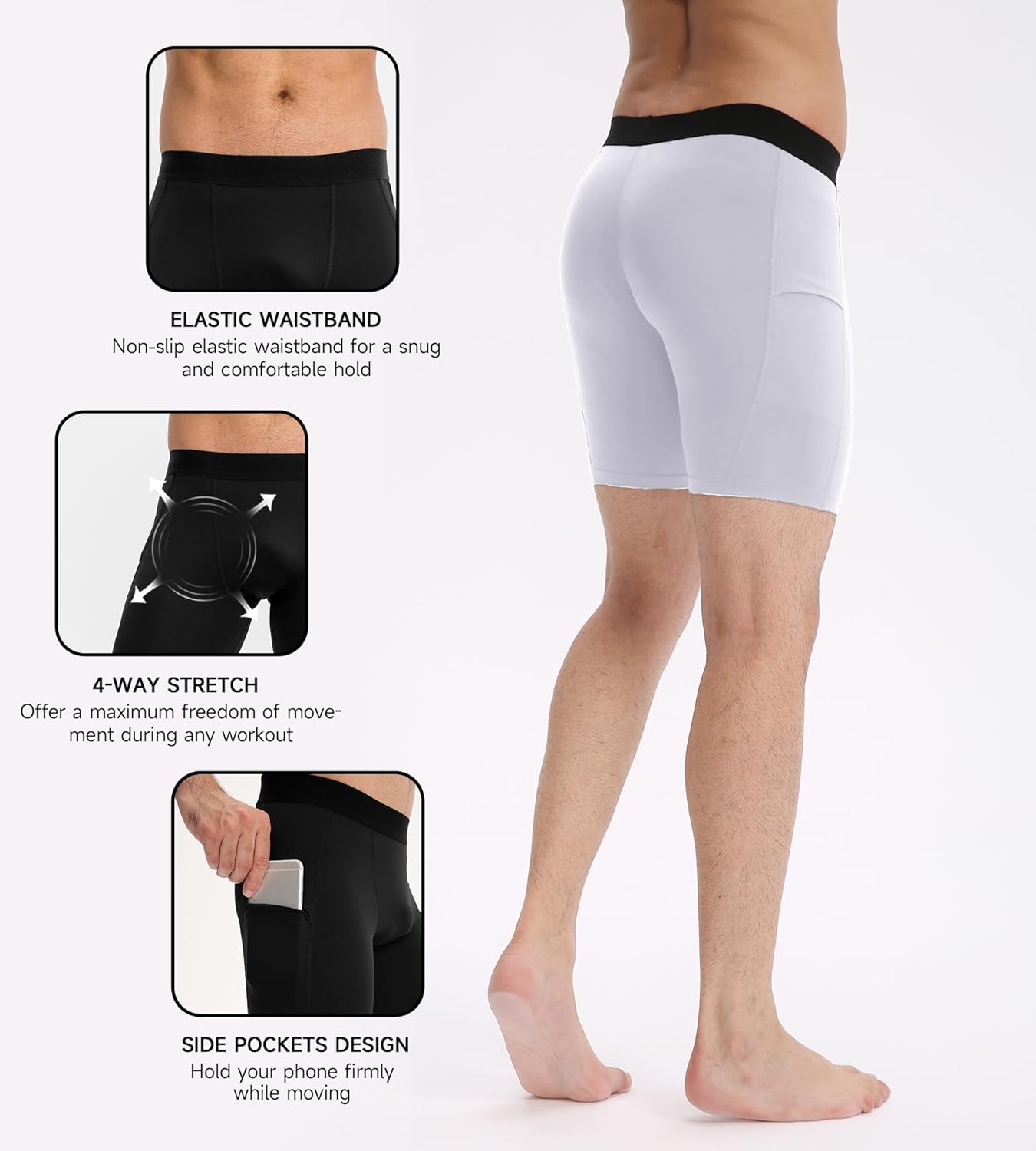 Compression Shorts Men Spandex Sport Shorts, Performance Underwear for Athletic Workout Running Cool Dry Baselayer