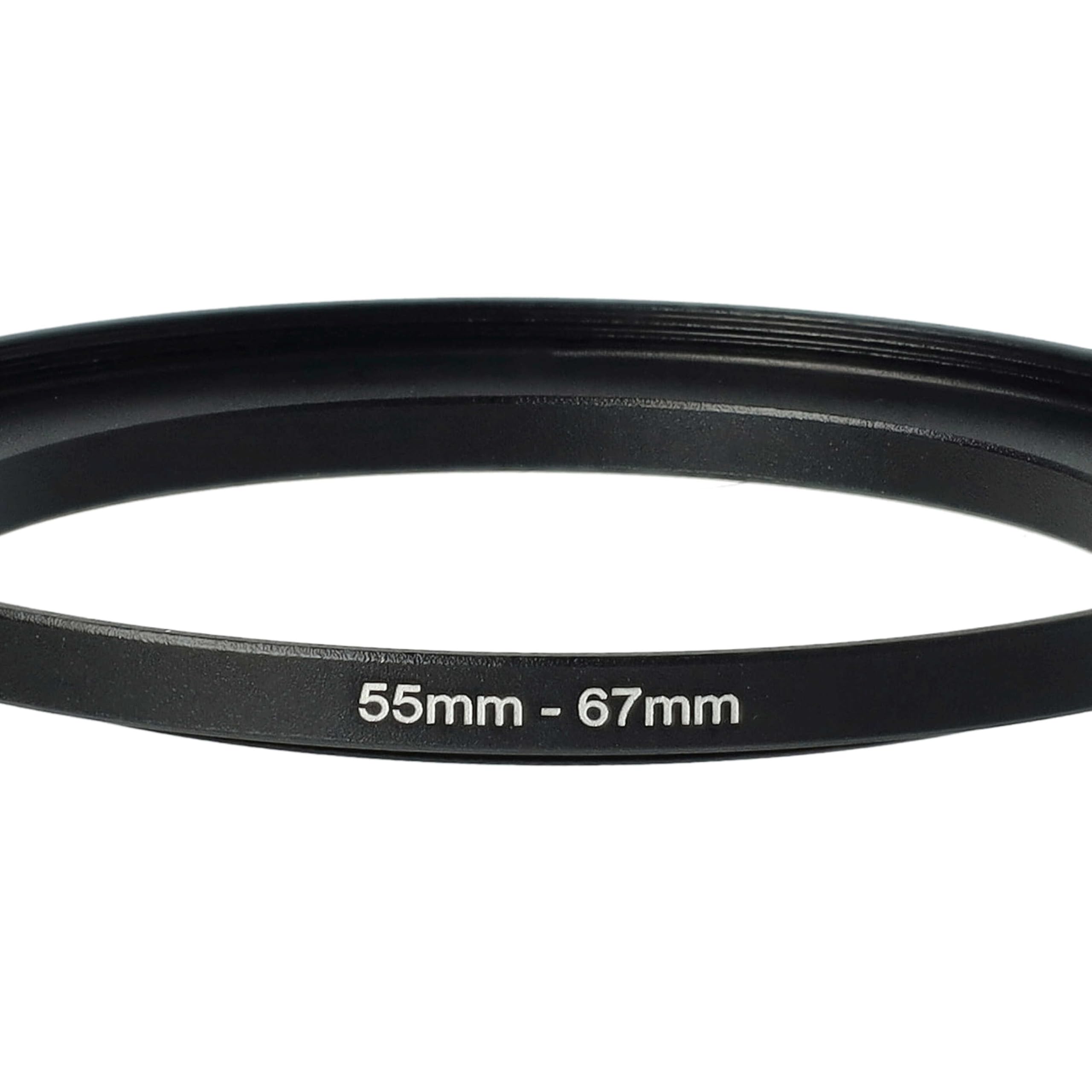 vhbw Bague d'adaptation de Filtre 55 mm vers 67 mm pour Objectif d'appareil Photo - Adaptateur, métal, Noir