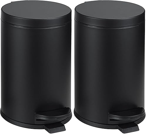 SunnyPoint Bote de basura redondo pequeño de 4.5 litros (1.2 galones) con cubo interior de plástico; baño, oficina, cocina y dormitorio con paso y