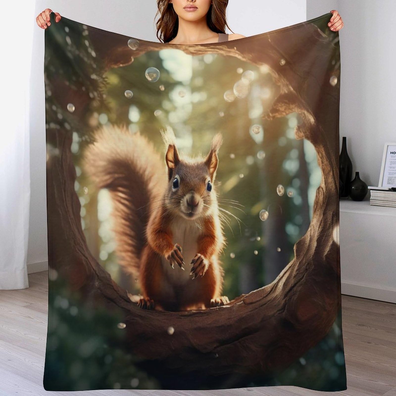 Couverture écureuil imprimée pour des soirées cocooning douillettes sur le sofa