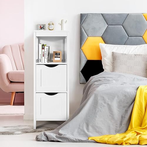 Miniatura 2 de LOKO Armario de almacenamiento de baño, gabinete de piso estrecho con 2 cajones extraíbles y 2 estantes, organizador de almacenamiento de torre de 4