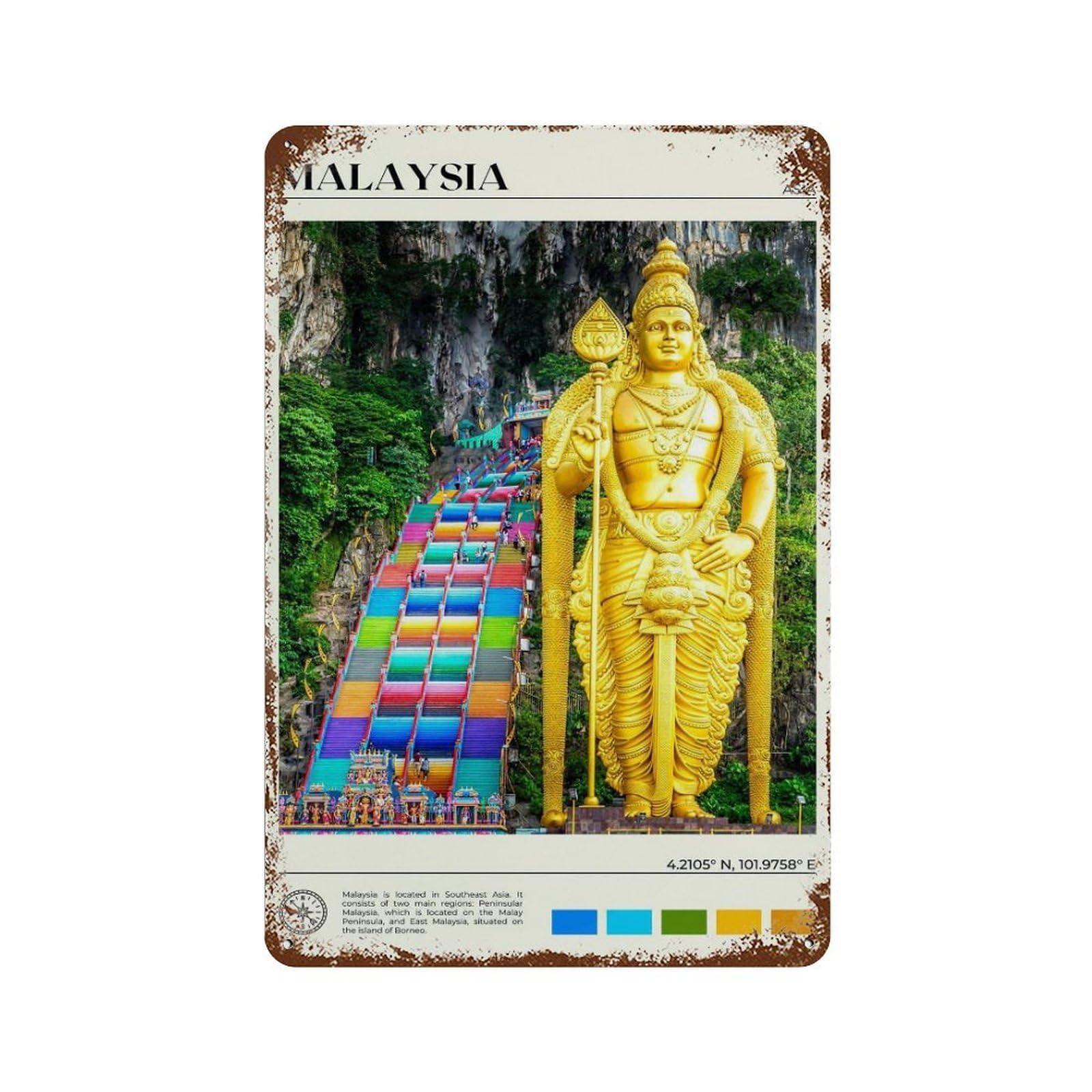 xiaoxiaoshen Real Photo Malaysia Decor Asia Wall Decor Art Metal Tin Poster Modern Home Decor Art Home Bar Shop Decorations Vintage Sign 30x20cm