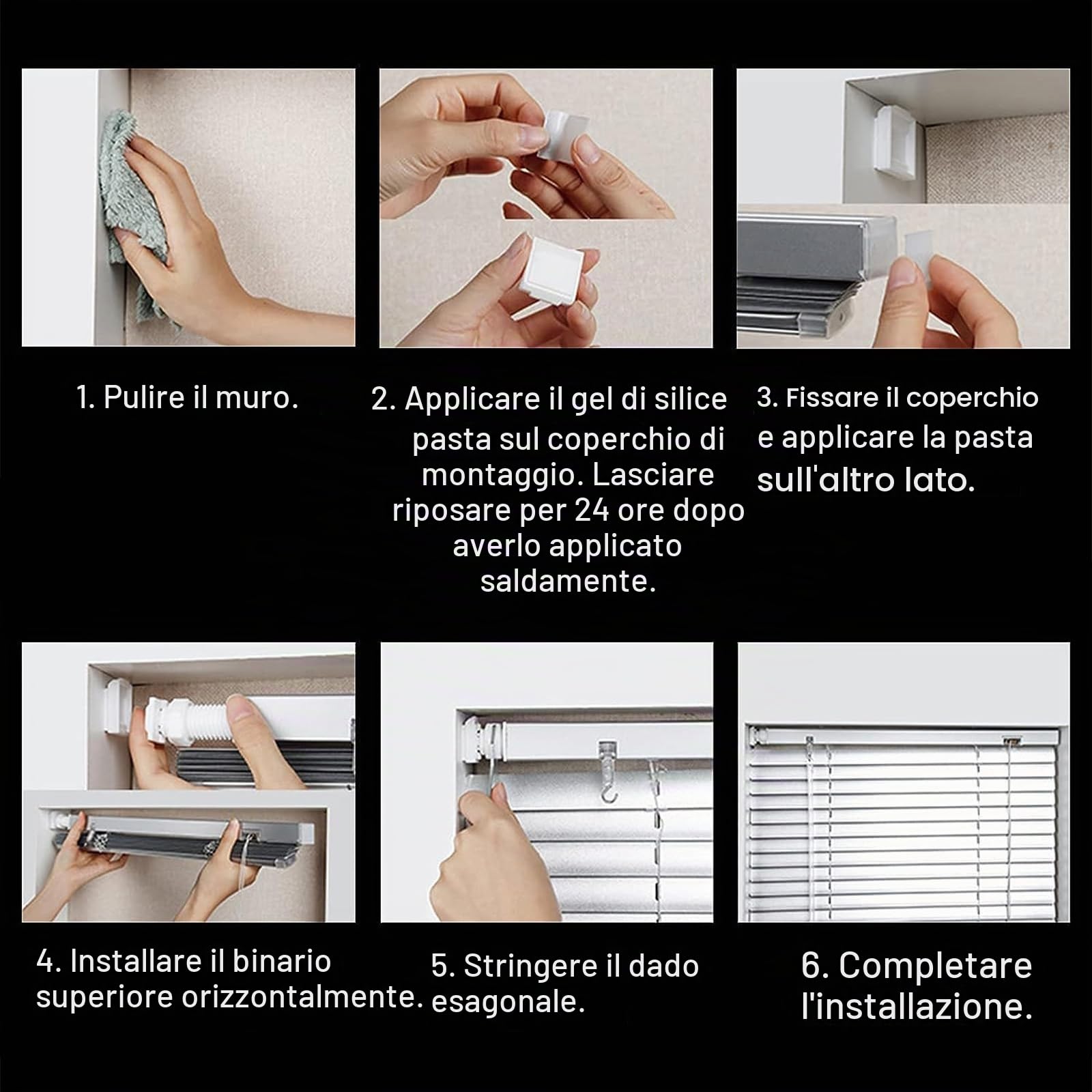INCREWAY Tende veneziane senza fori, senza attrezzi, 4 supporti adesivi per tende veneziane manuali senza attrezzi, senza fori per finestre (bianco)