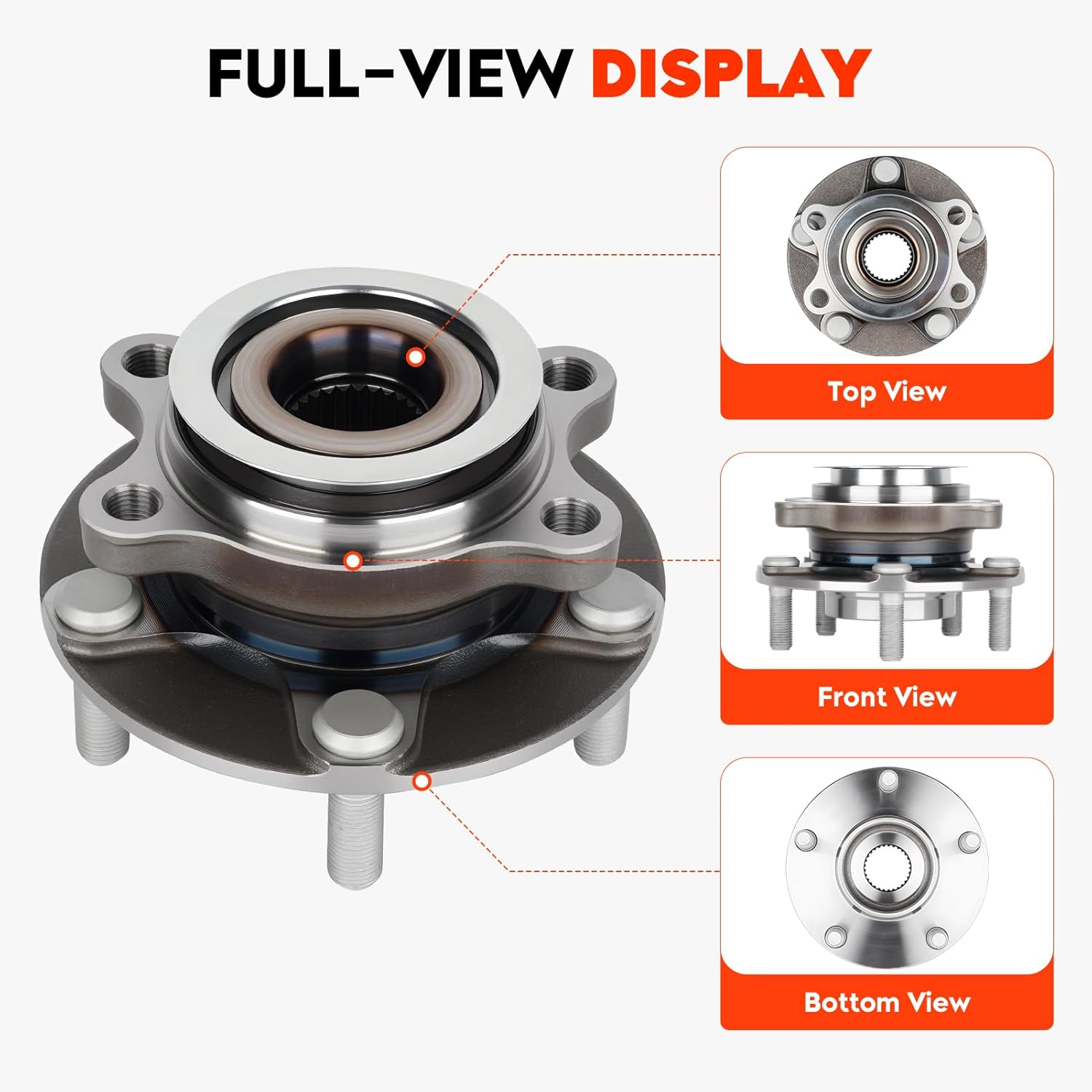 Front Wheel Hub and Bearing Assembly for Nissan Rogue 2008-2013,for Rogue Select 2014 2015, for Sentra 2008-2012 (2.5L 4 Cylinder ONLY) 5Lug w/ABS Replacement 513298 2pcs