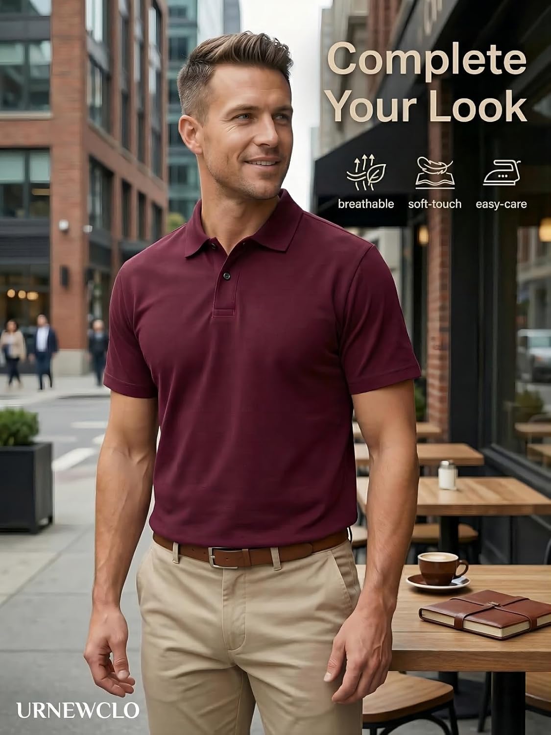 Men’s Polo Shirt – Double-Sided Pique, Office & Casual, Soft, Breathable, Easy Care, Shape Retaining
