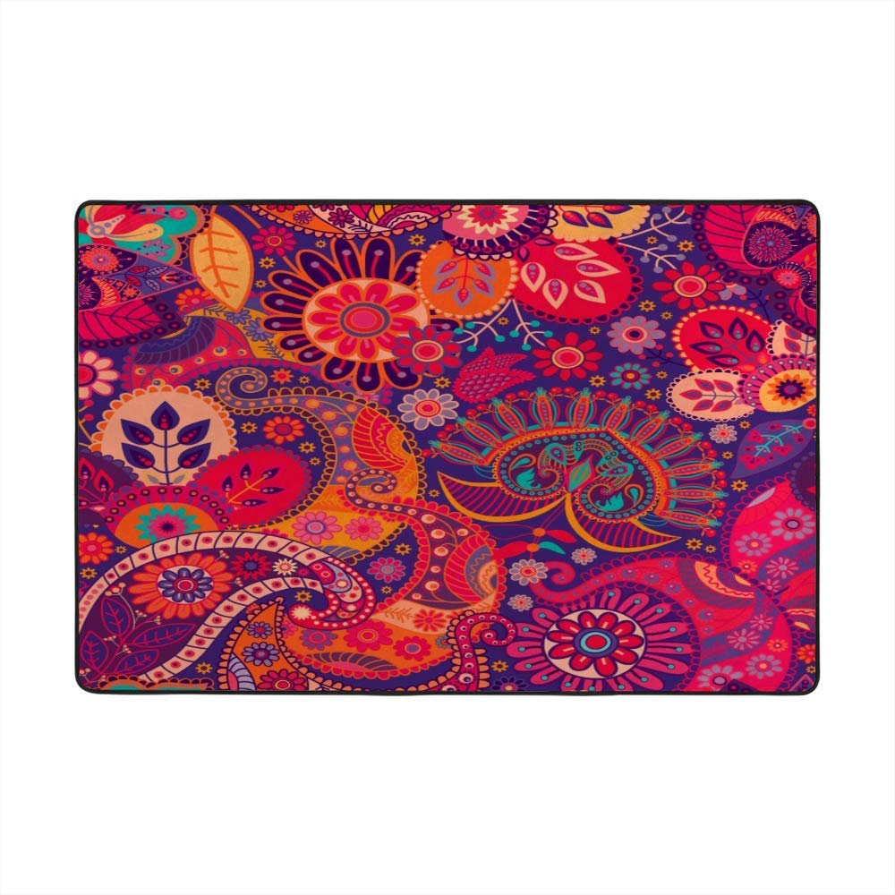 Tapis de sol velours corail fleur rose haute densité pour salon