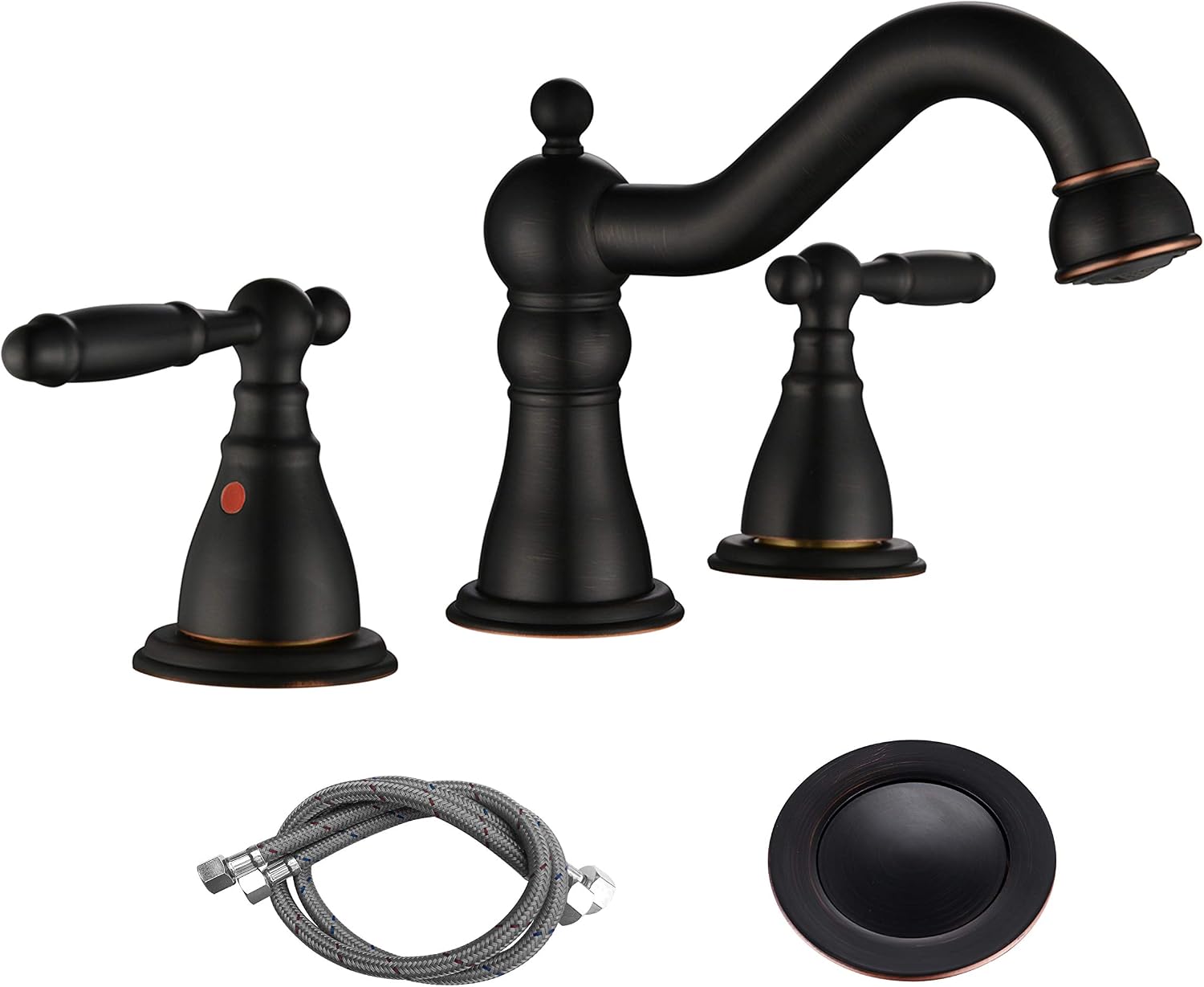 40% Off Discount RKF Two Handle Widespread Bathroom Sink Faucet with Pop-up Drain with Overflow and Faucet Supply Hoses,Oil Rubbed Bronze,WF013-4-ORB Up To 40% OFF RKF Two Handle Widespread Bathroom Sink Faucet with Pop-up Drain with Overflow and Faucet Supply Hoses,Oil Rubbed Bronze,WF013-4-ORB