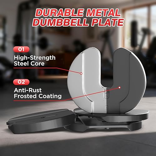 Miniatura 6 de Adjustable Dumbbells Set of 2, Durable Weights Dumbbells Set, 10 in 115 in1 Free Weights Set with Anti-Slip Grip, Fast Adjust Gym Equipment Space