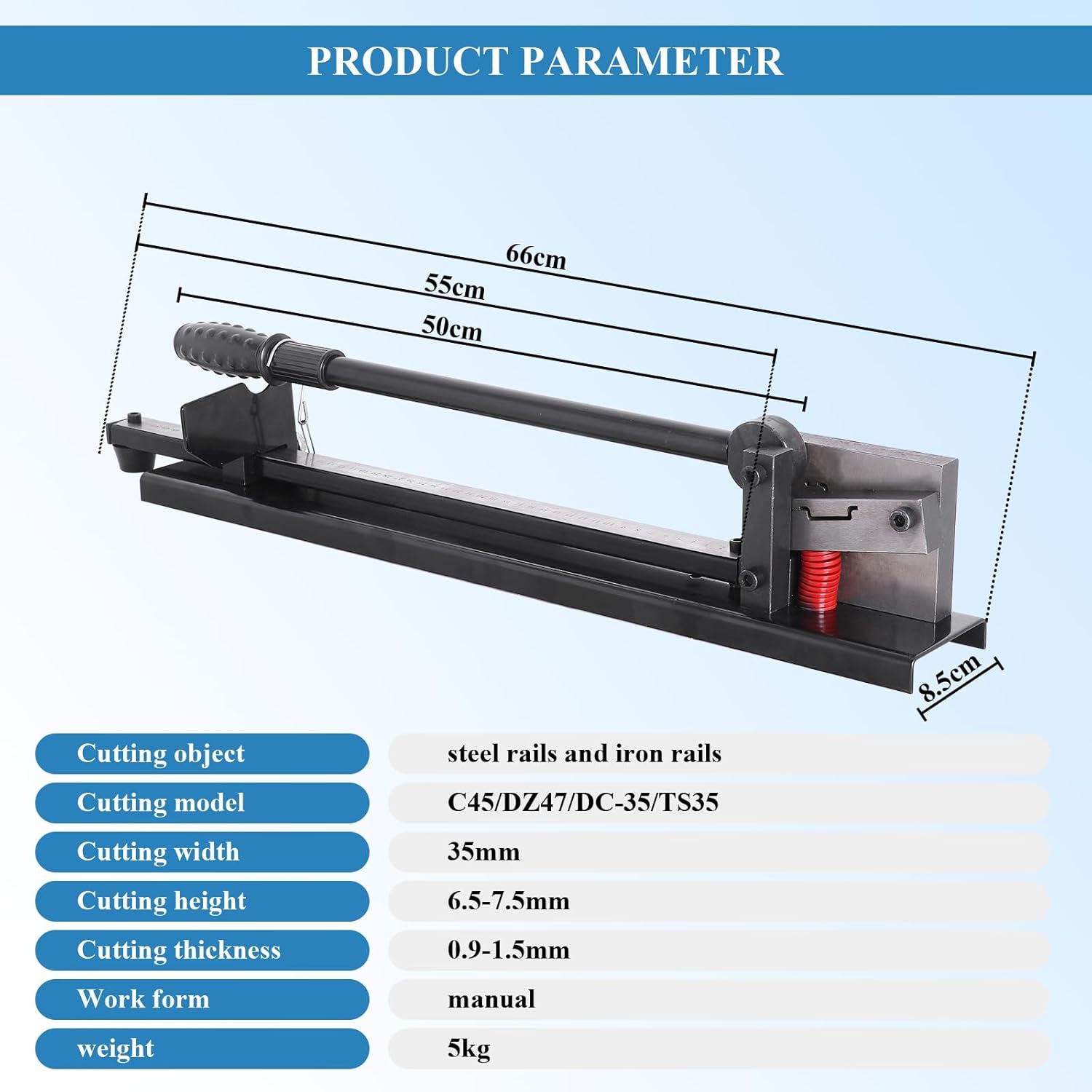 MXBAOHENG DIN Rail Cutter Manual Steel Guide Rail Cutting Machine with Measuring Ruler for Cutting C45/DZ47/DC-35/TS35
