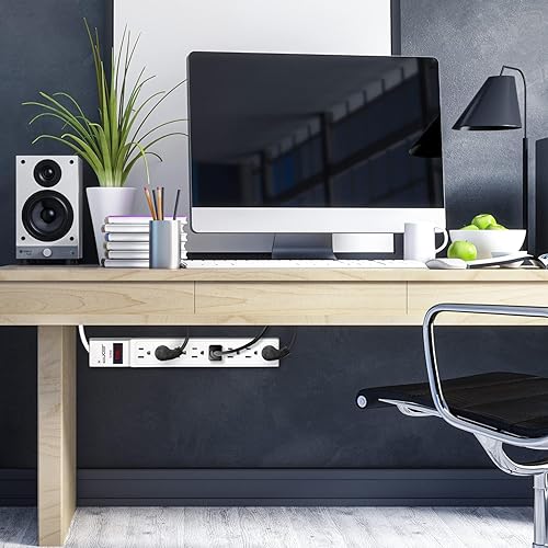 Miniatura 2 de Digital Energy Regleta de protección contra sobretensiones de 8 tomas, 15 amperios, 1875 W, 125 V, protección contra sobretensiones 350 J,