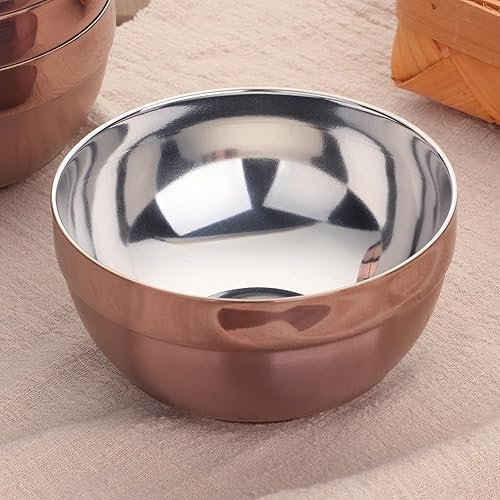 Paquete de 4 cuencos de acero inoxidable, cuencos de sopa de 17 onzas, cuencos de ensalada ligeros, platos de metal de doble pared para salsas,