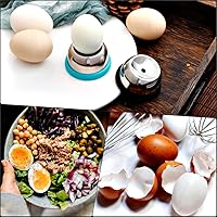Vista 5 de Perforador de huevos para huevos crudos, tenedor de huevos de acero inoxidable para hervir huevos, excelente herramienta peladora de cáscara