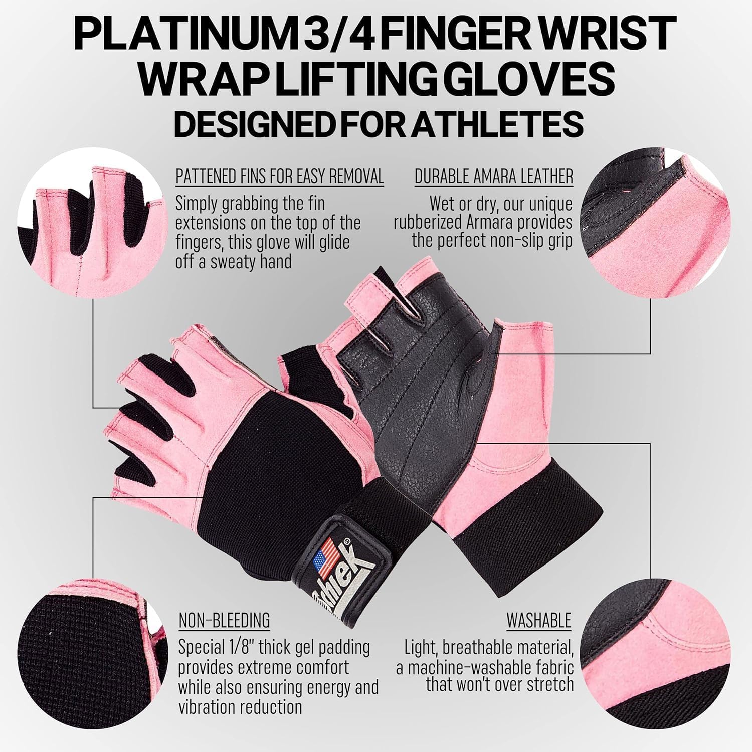 Pink Small Weight Lifting Gloves Schiek Women's Platinum Series