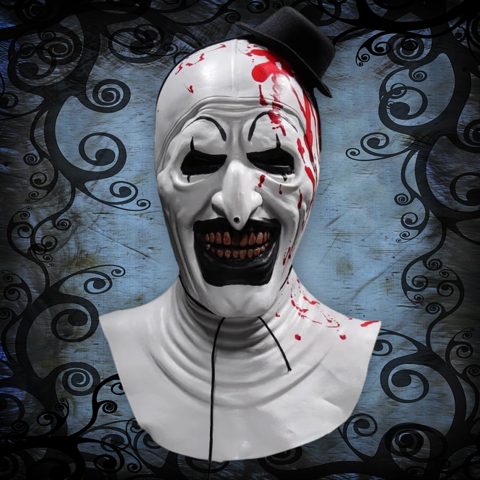Art the Clown Mask, Terrifier Costume Accessory, Scary Mask for Adults, Halloween Cosplay Prop, Full Head Costume for Horror Enthusiasts, 48x32x26 cm - Image 4