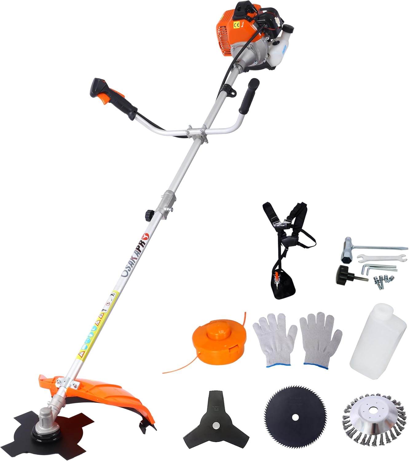 Heavy Duty 52cc Gas Powered Weed Wacker - Professional Grade 2-Cycle String Trimmer with 10" Steel Blade & Dual Line Head, EPA Certified Brush Cutter for Lawn Care